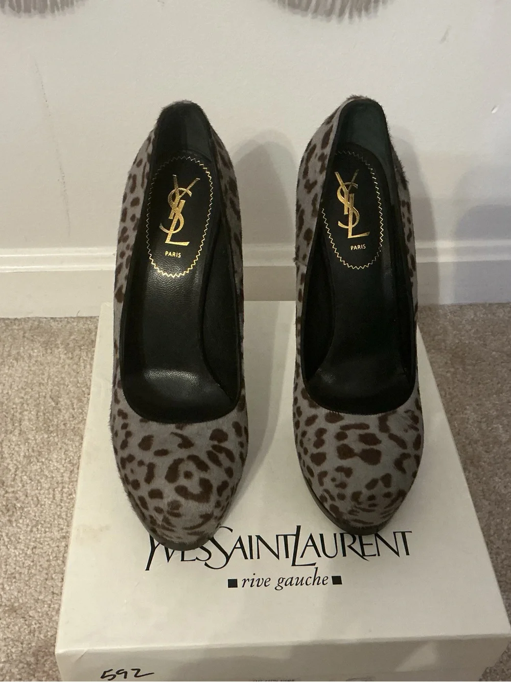 Yves Saint Laurent Leopard-Pattern Pumps in Brown and Gray